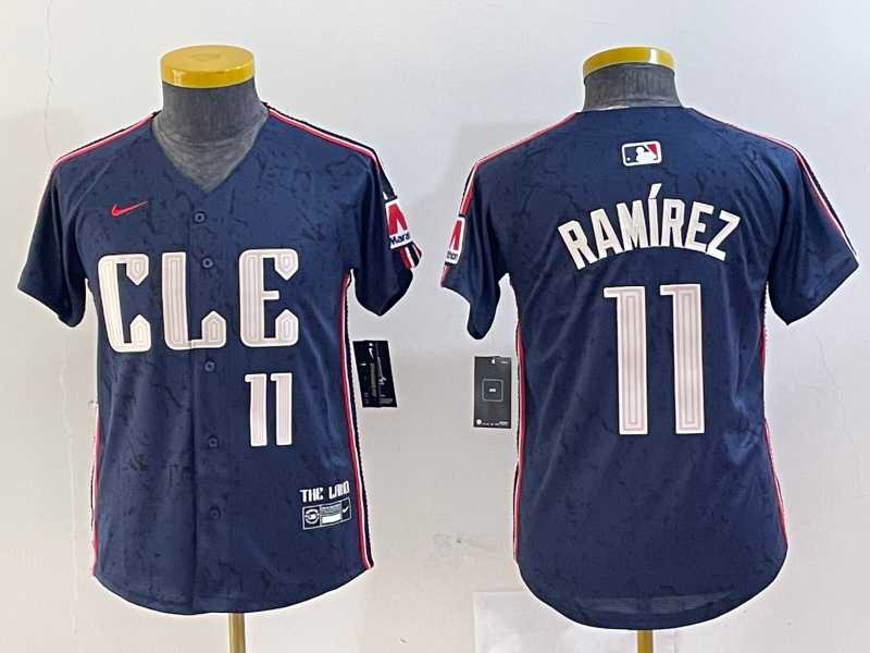 Youth Cleveland Guardians #11 Jose Ramirez Number Navy 2024 City Connect Limited Stitched Jersey